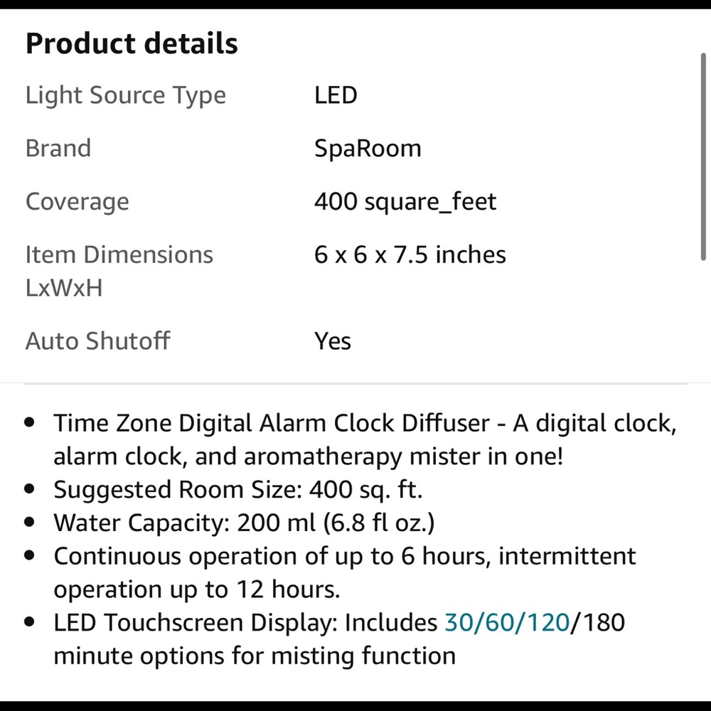 SpaRoom Time Zone Digital Alarm Clock Diffuser - Picture 5 of 5